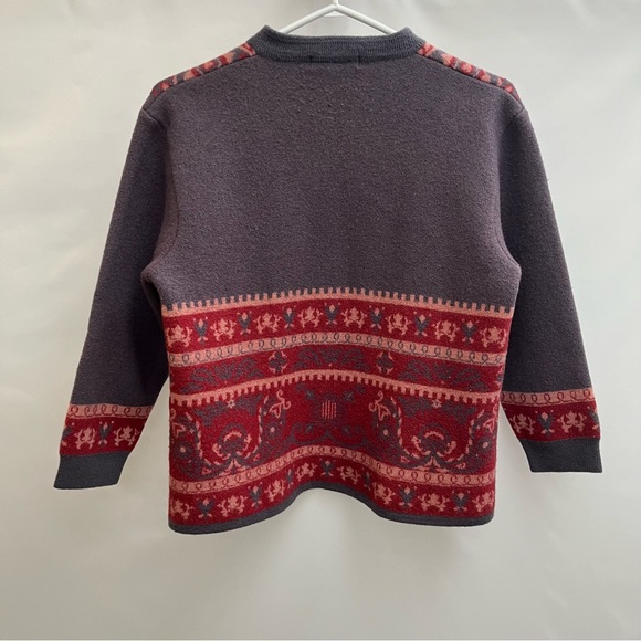 Camela Button Front Cardigan XL pink VTG 1970s Wool Woolmark Pattern Cropped - Picture 5 of 8